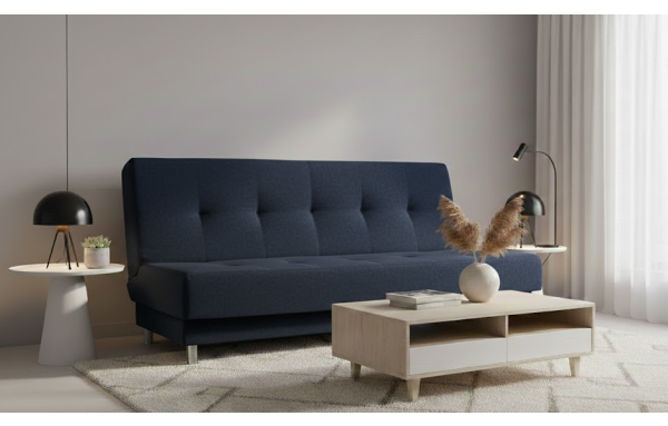 WERSALKA EDI granatowa kanapa ROZKŁADANA sprężyny